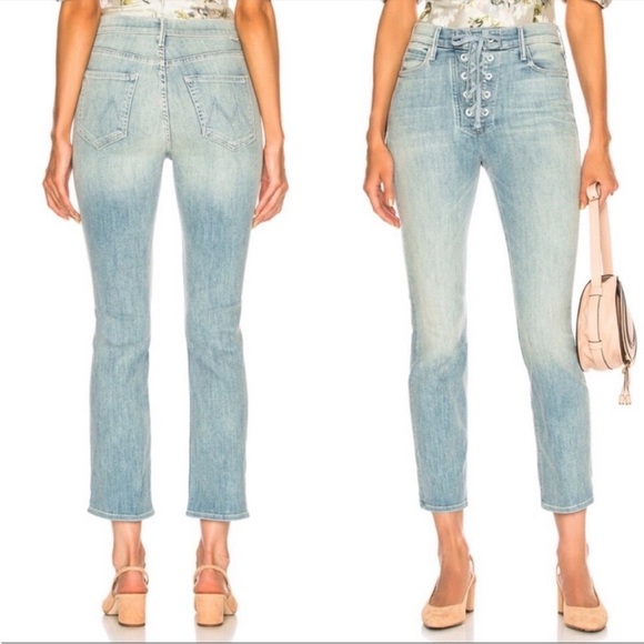 MOTHER The Lace Up Dazzler Ankle Tinge Light Wash High Waist Sz 29 - Picture 15 of 15
